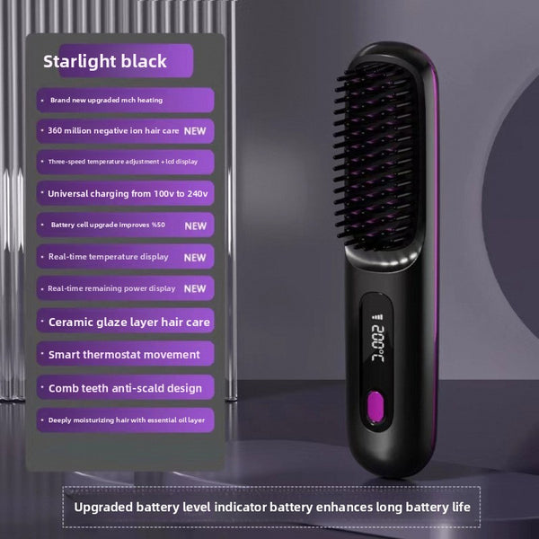 LCD Display USB Rechargeable Ceramic Hair Straightener Comb